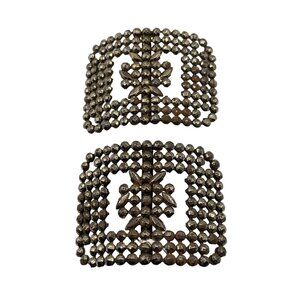 Antique Pair Steel Cut Shoe‎ Buckles Clips Made In France Rustic Some Rust VTG